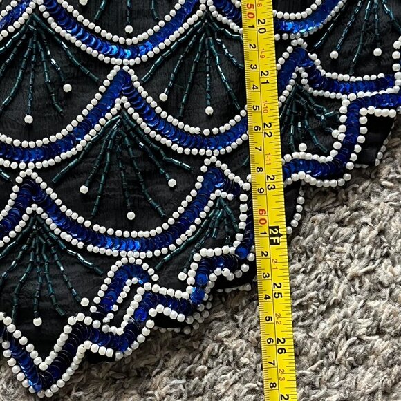 Vintage Laurence Kazan Blouse Womens Small Black 100% Silk, Sequin Detailing - Picture 6 of 8